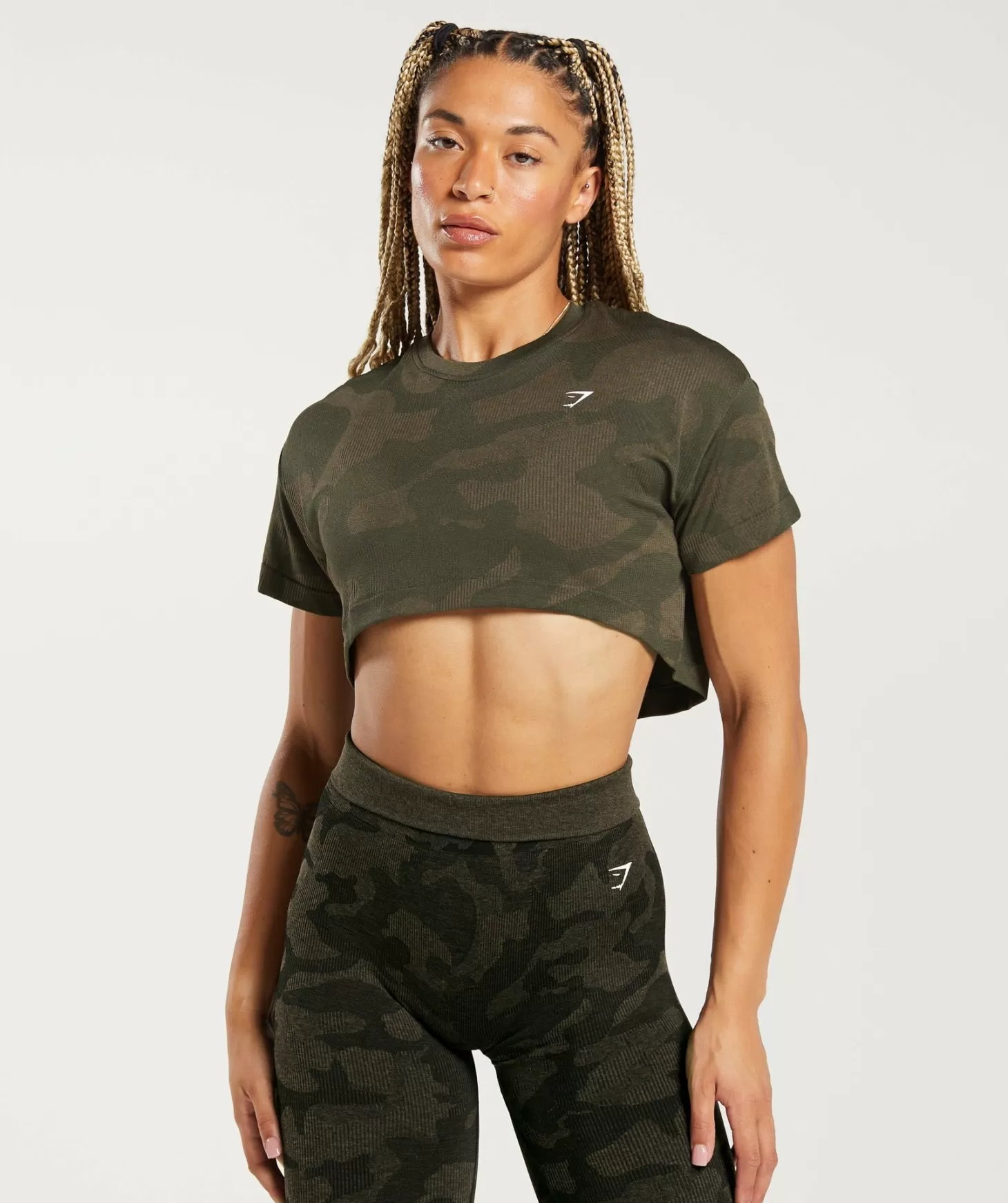 Gymshark Adapt Camo Seamless Ribbed Crop Top