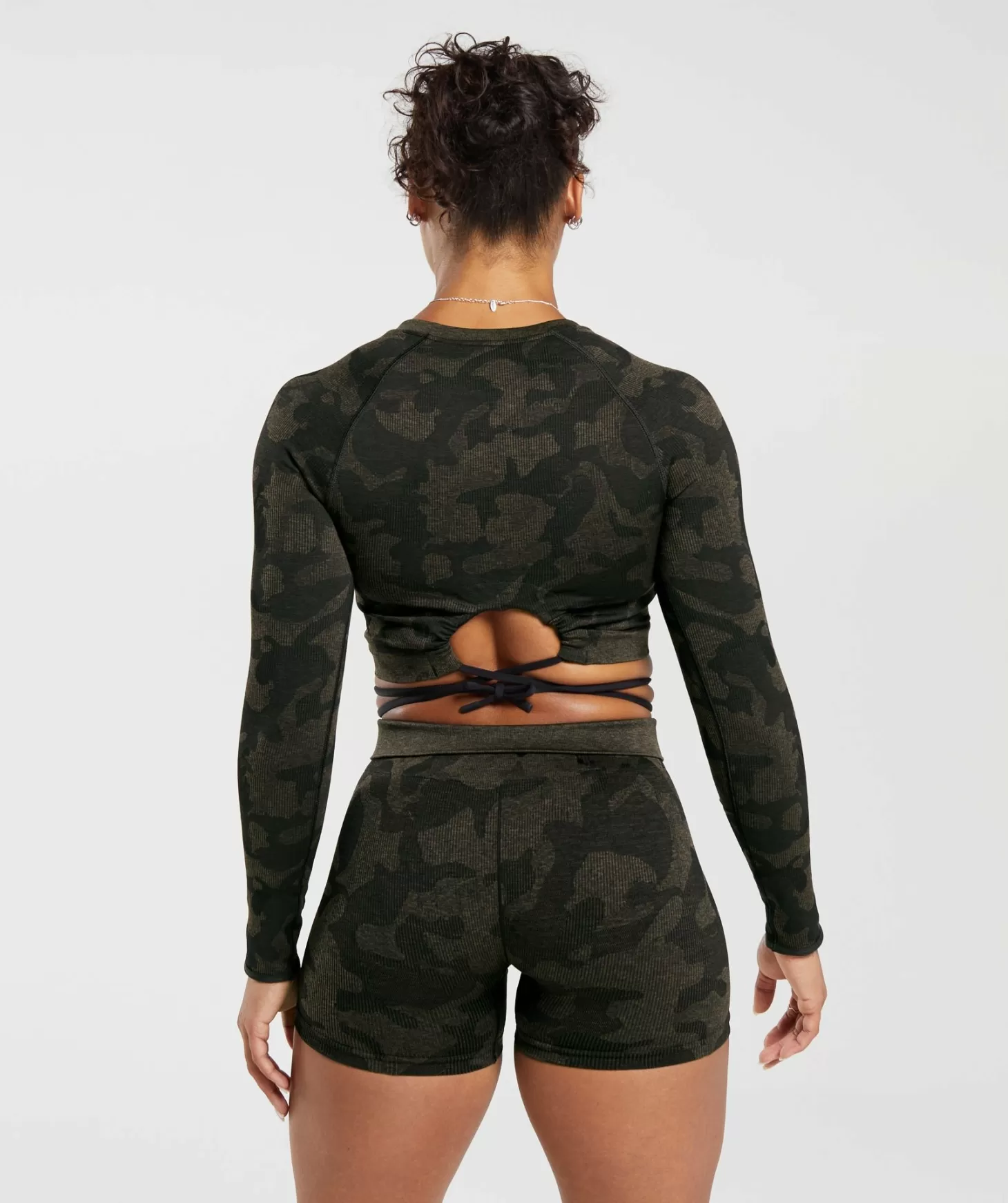 Gymshark Adapt Camo Seamless Ribbed Long Sleeve Crop Top