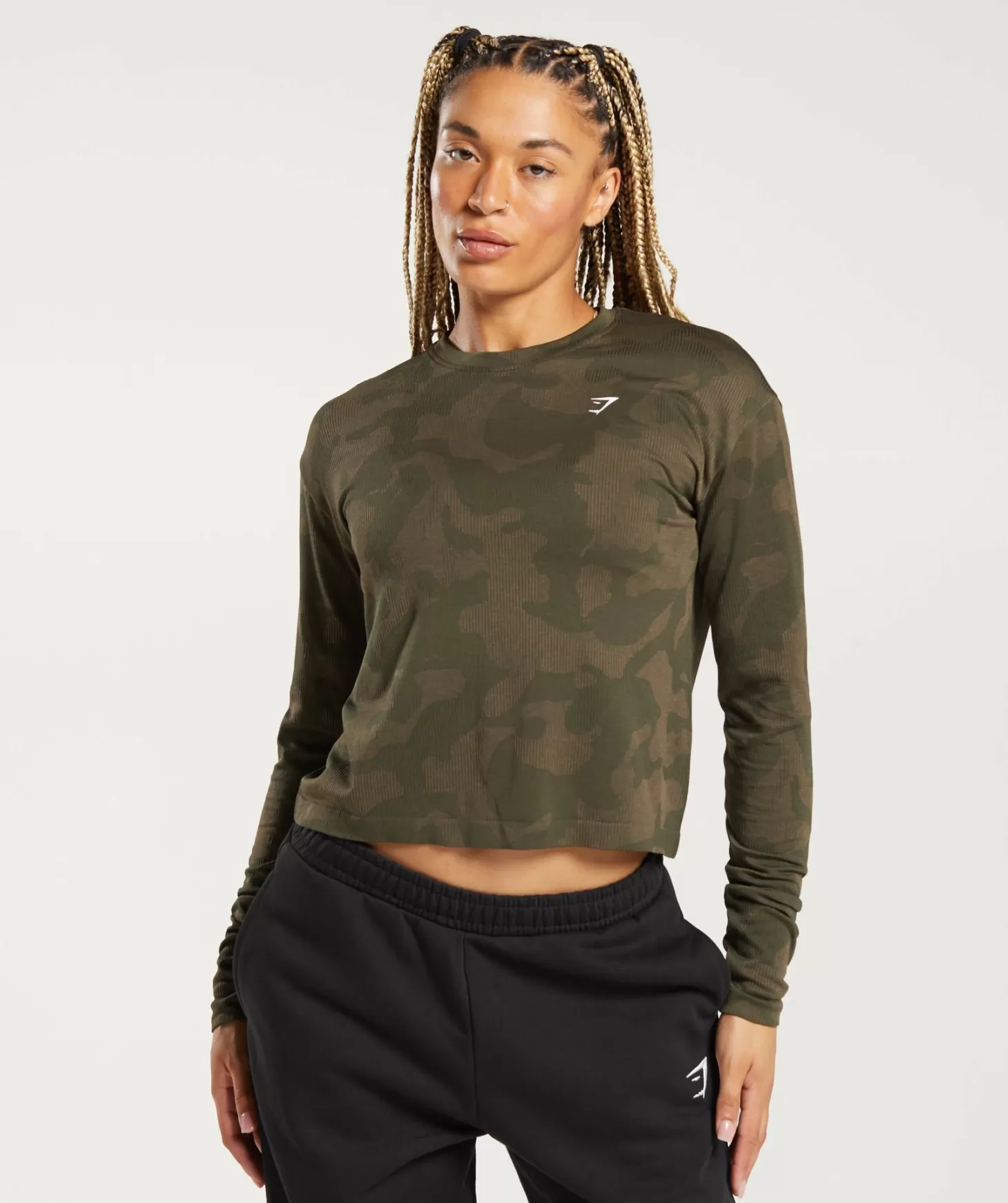 Gymshark Adapt Camo Seamless Ribbed Long Sleeve Top