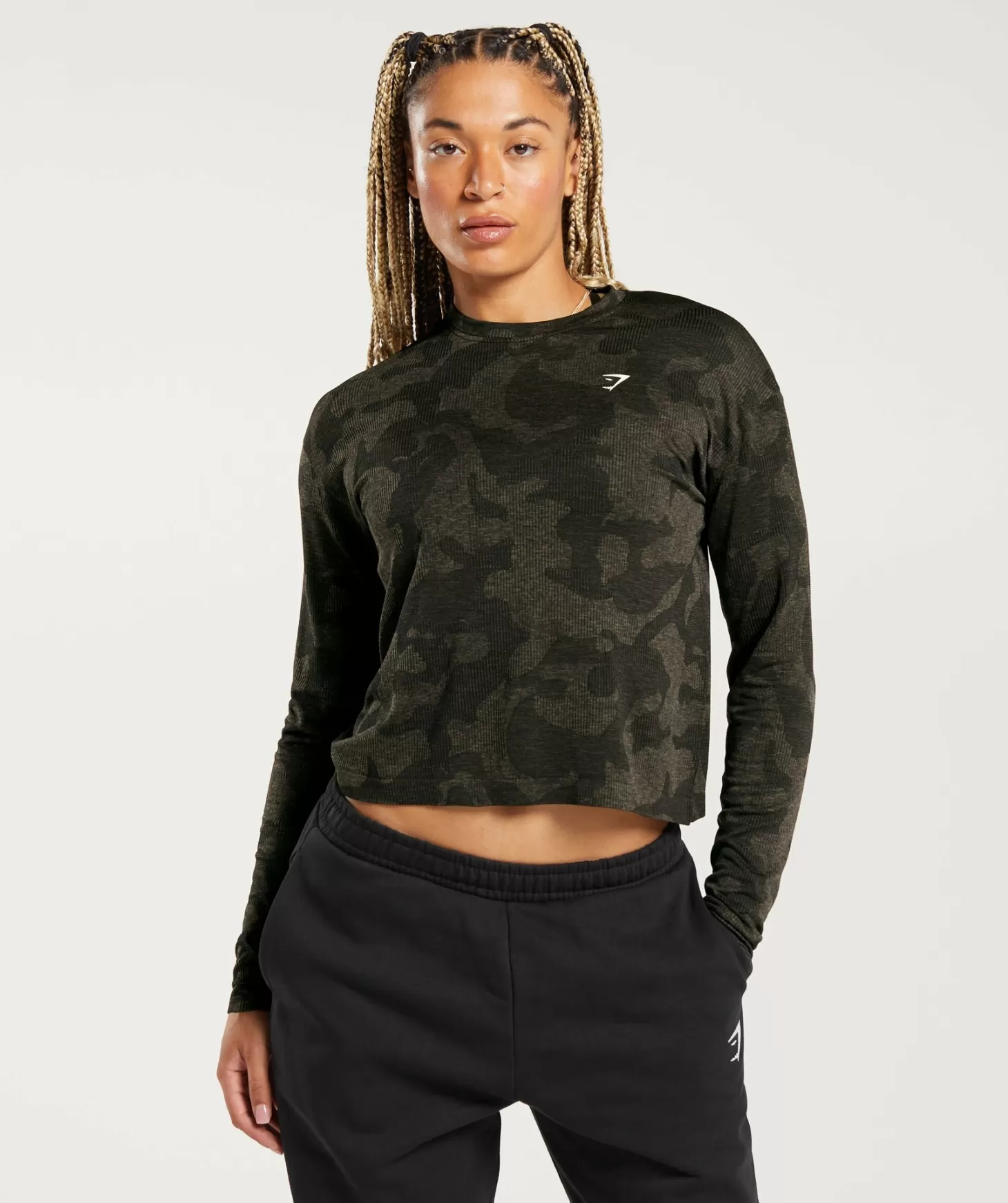 Gymshark Adapt Camo Seamless Ribbed Long Sleeve Top