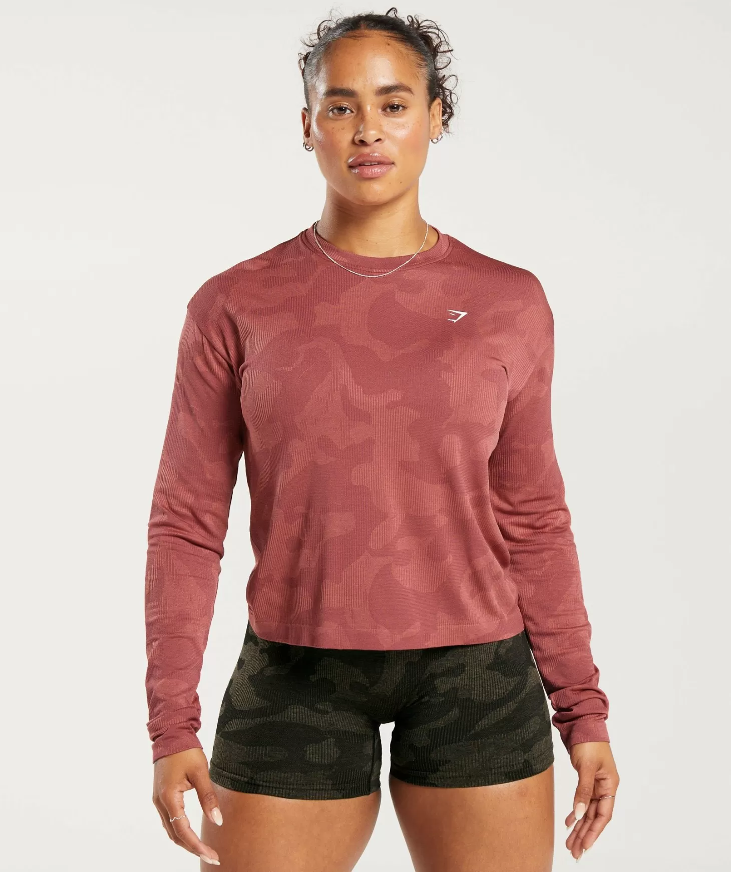 Gymshark Adapt Camo Seamless Ribbed Long Sleeve Top