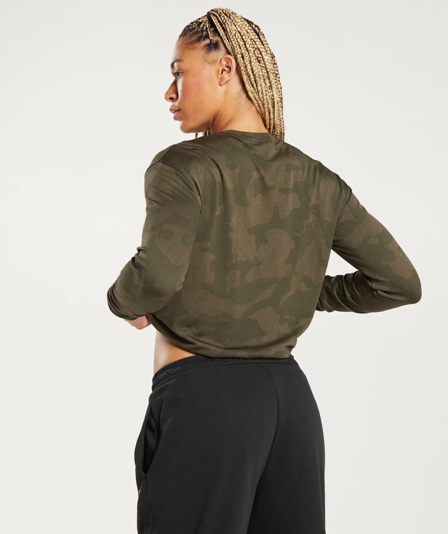 Gymshark Adapt Camo Seamless Ribbed Long Sleeve Top