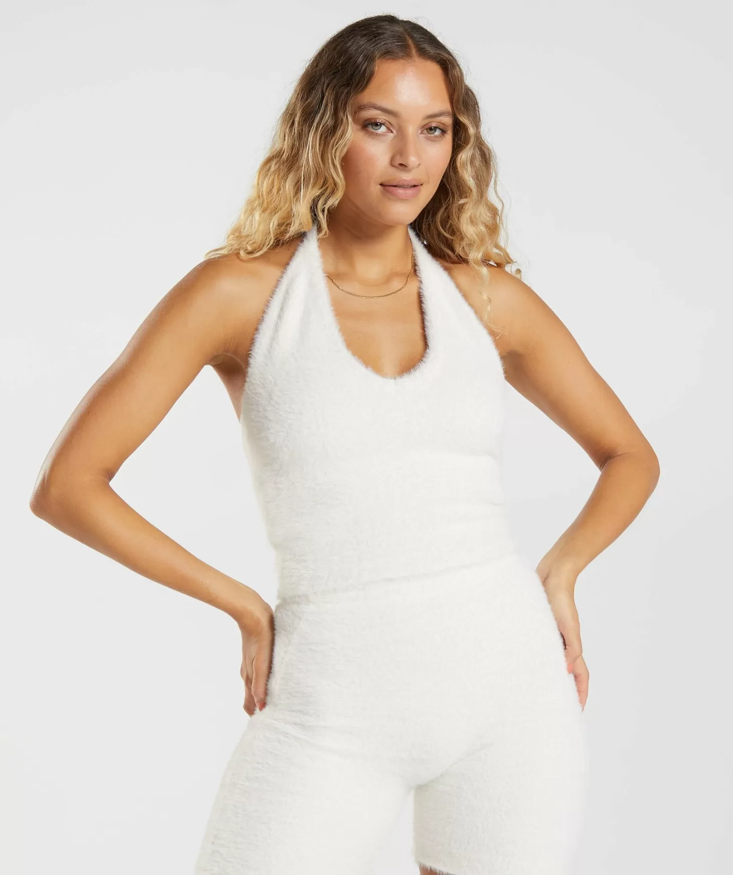 Gymshark Whitney Eyelash Knit Midi Halter Top