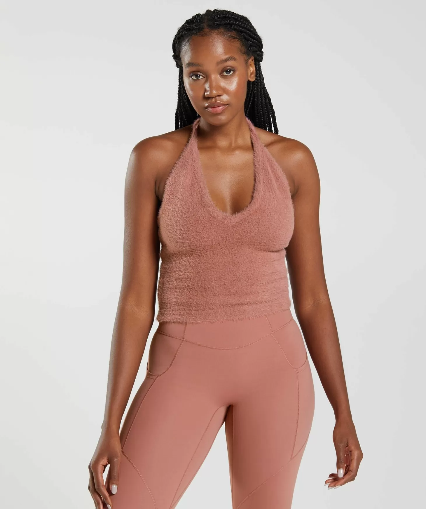 Gymshark Whitney Eyelash Knit Midi Halter Top