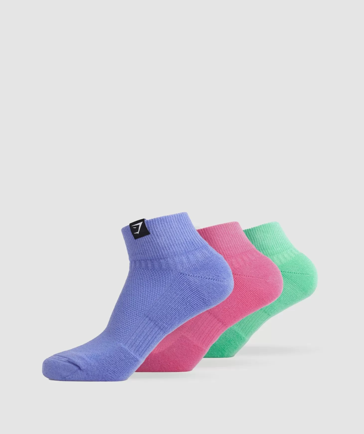 Sportsokken | Gymshark Sportsokken Woven Tab Quarter Socks 3Pk