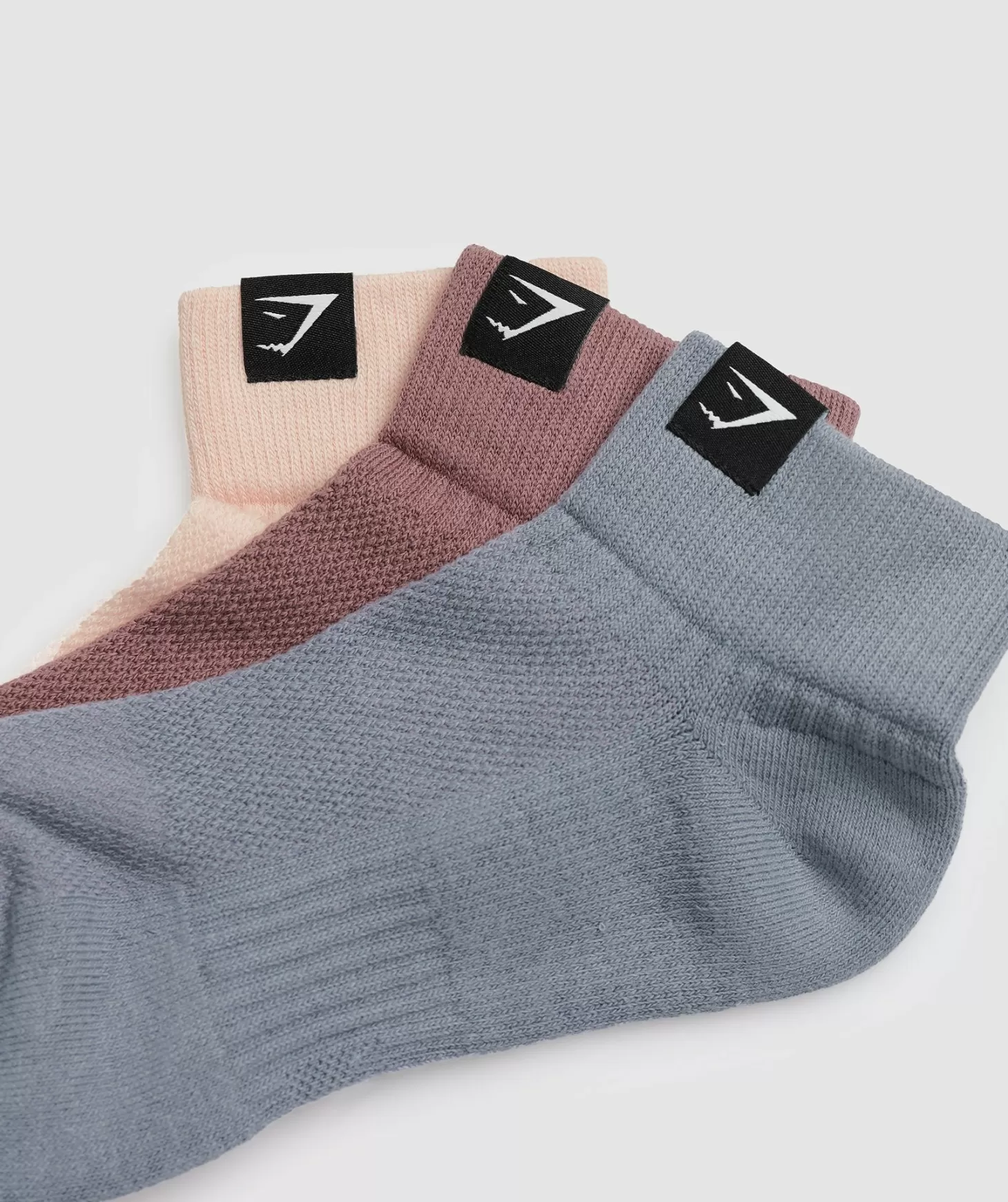 Sportsokken | Gymshark Sportsokken Woven Tab Quarter Socks 3Pk